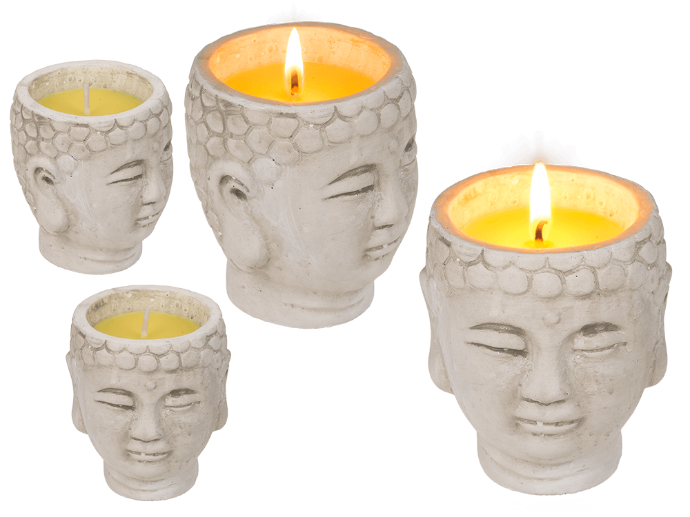 Citronella candle in buddha pot,