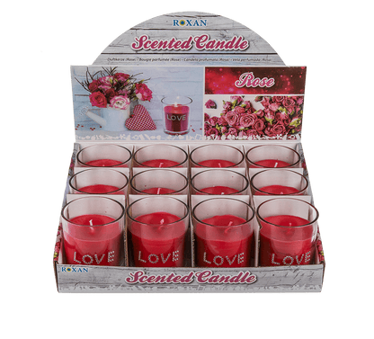 Scented candle (rose) in glass, Love,