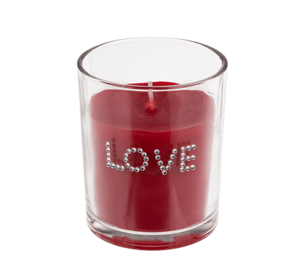 Scented candle (rose) in glass, Love,