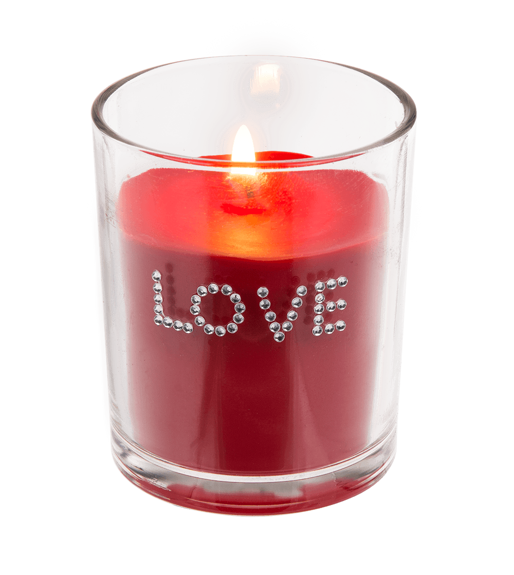 Scented candle (rose) in glass, Love,