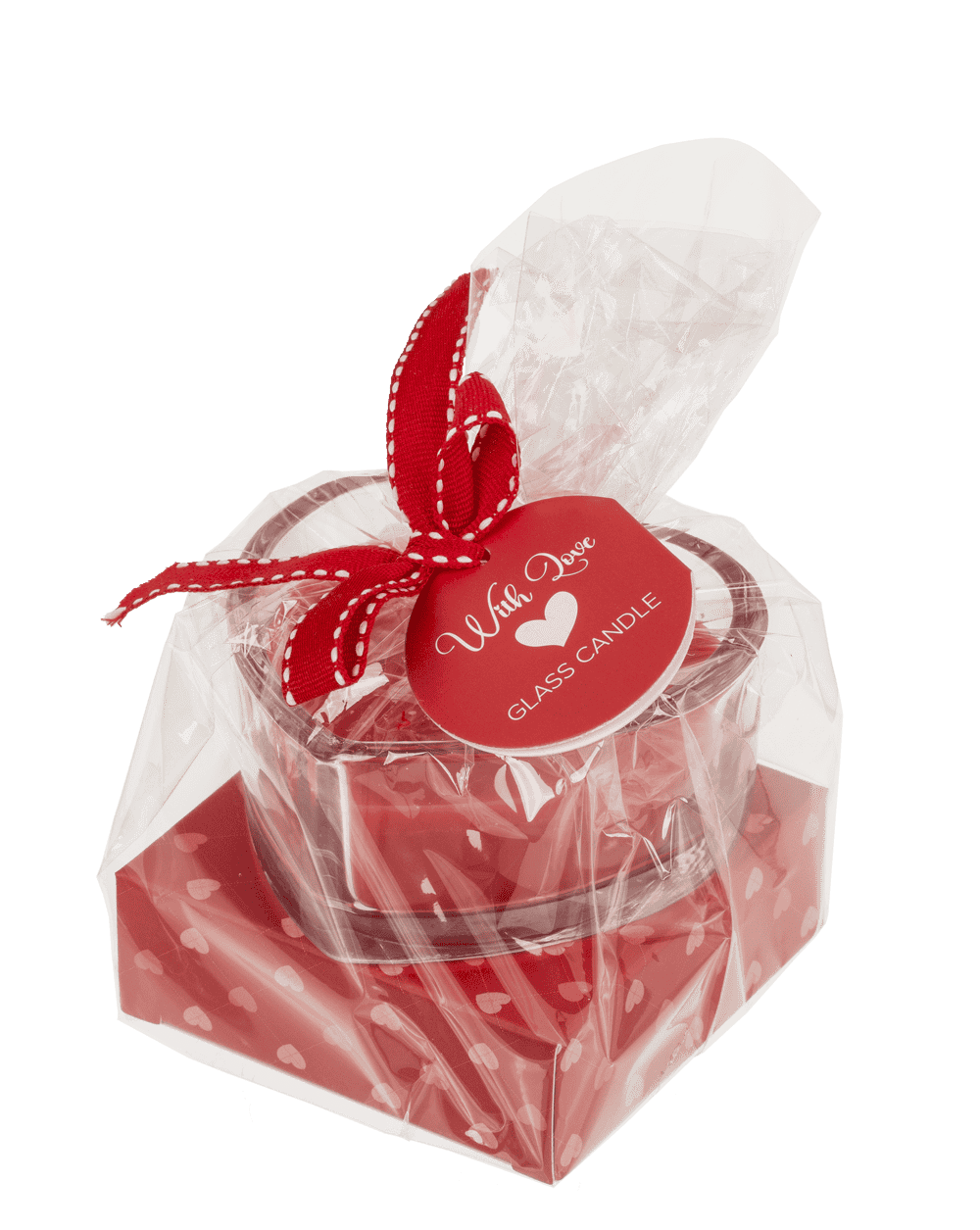 Candle in glass, heart shaped,