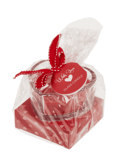Candle in glass, heart shaped,