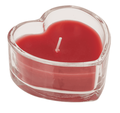 Candle in glass, heart shaped,