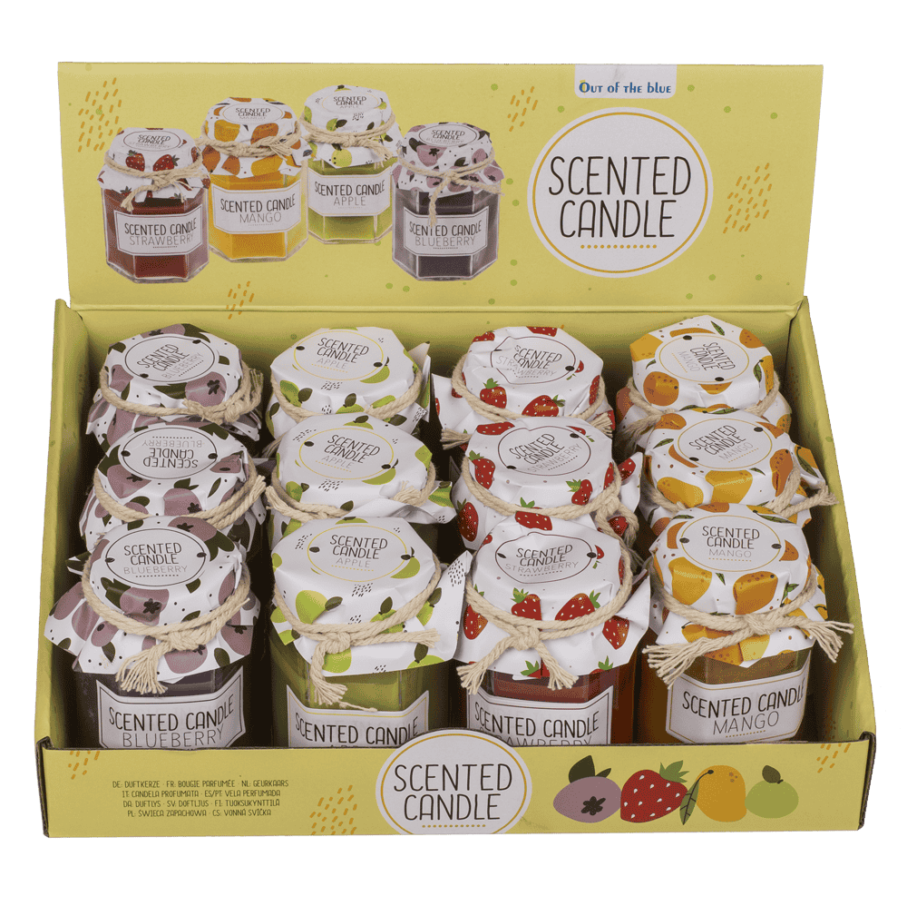 Scented candle in jar glass (strawberry,