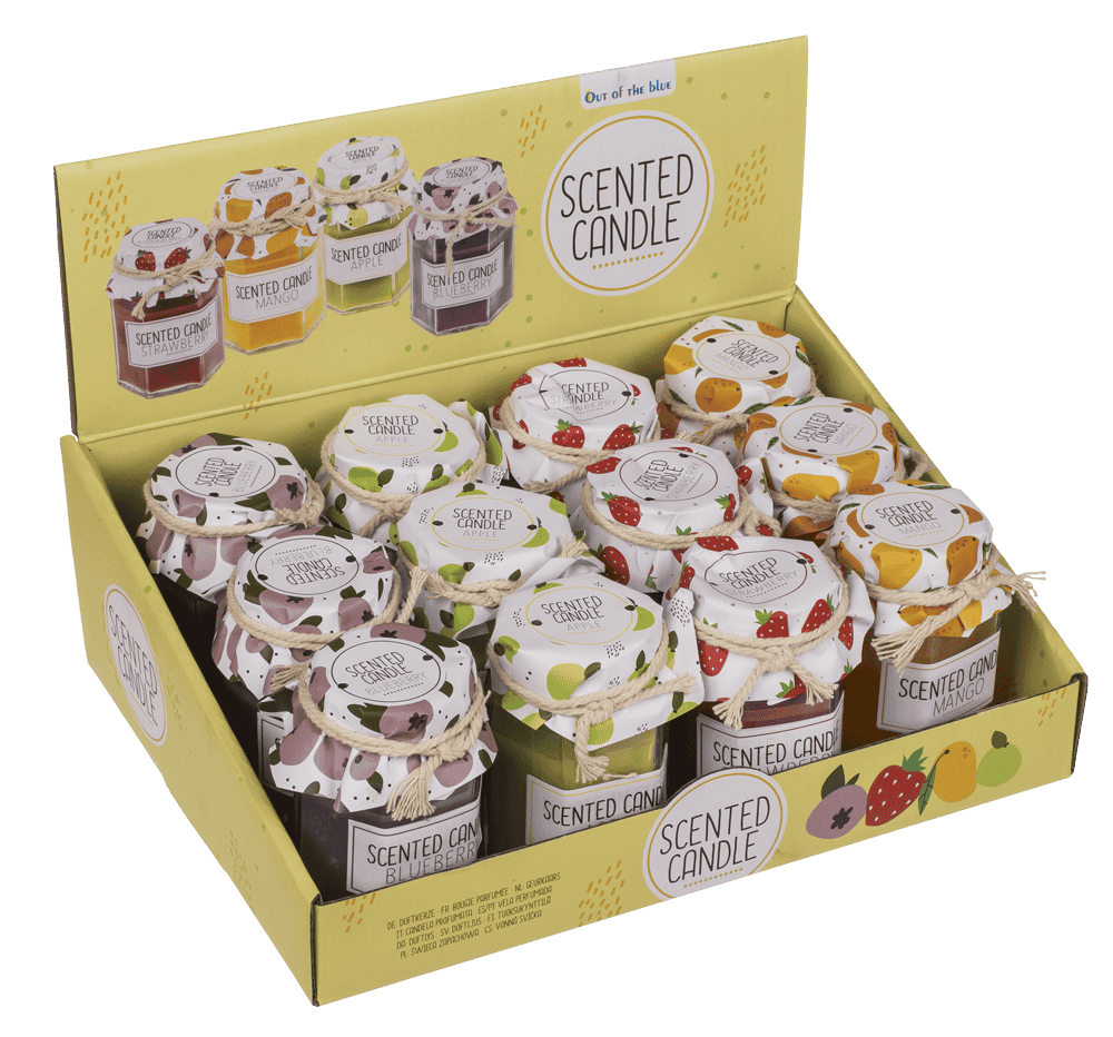 Scented candle in jar glass (strawberry,