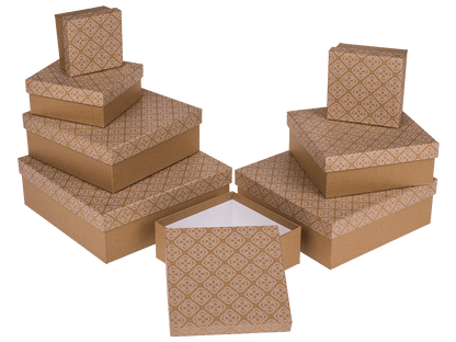 Kraft paper gift box, with floral ornament,