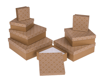 Kraft paper gift box, with floral ornament,