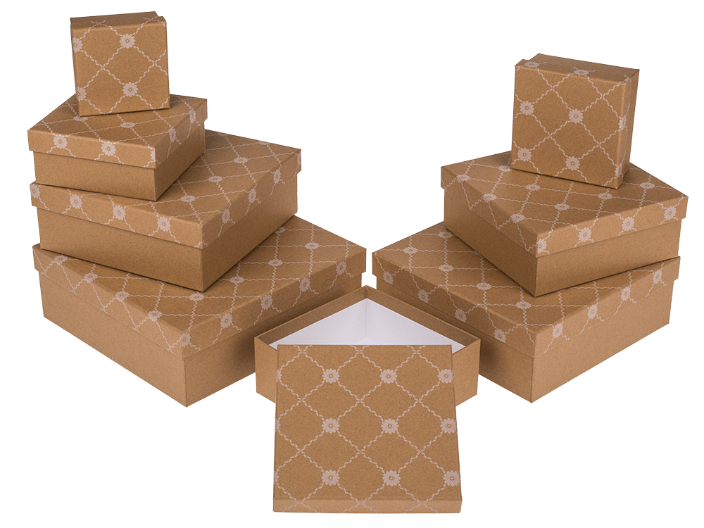 Kraft paper gift box, with flower rank,