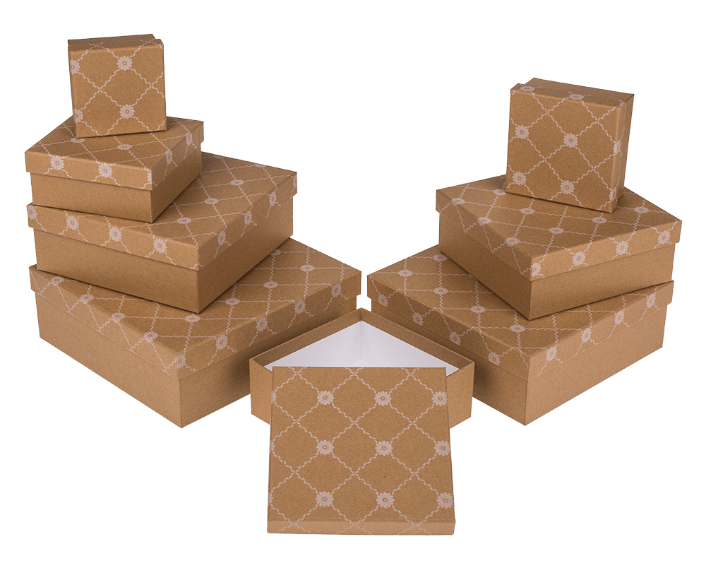 Kraft paper gift box, with flower rank,