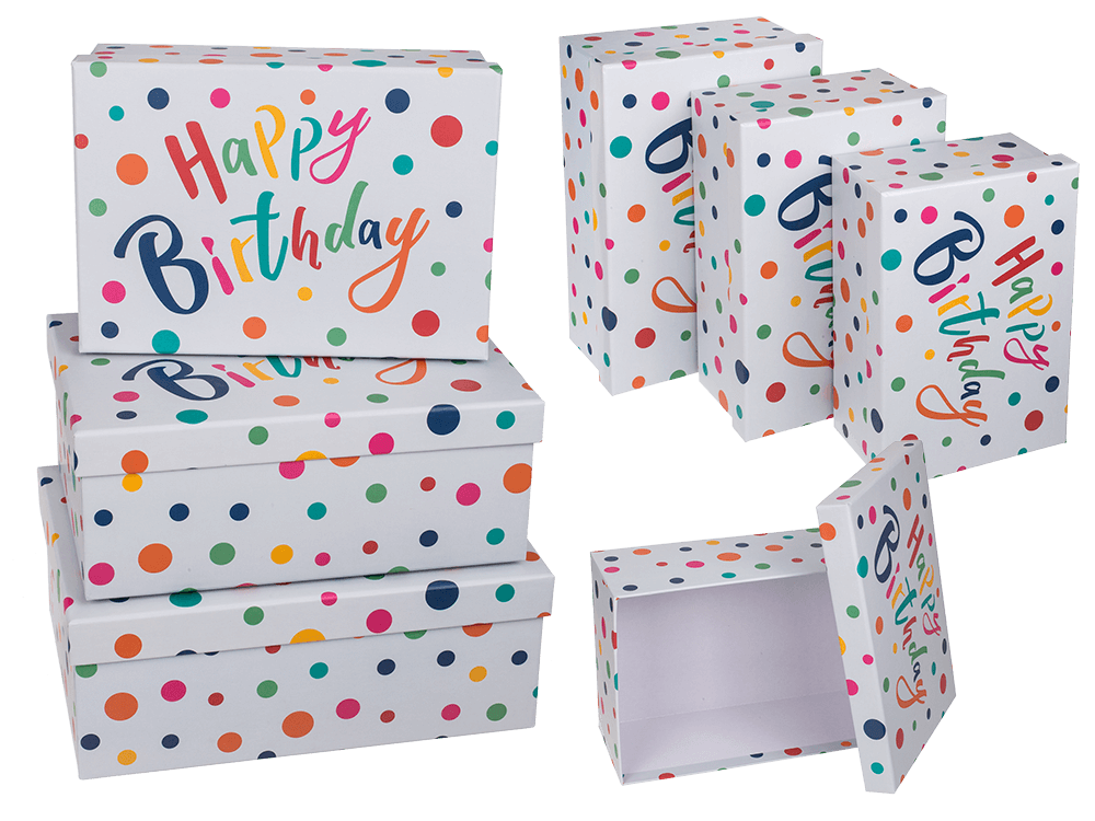 light grey colored paper gift box, Happy Birthday,