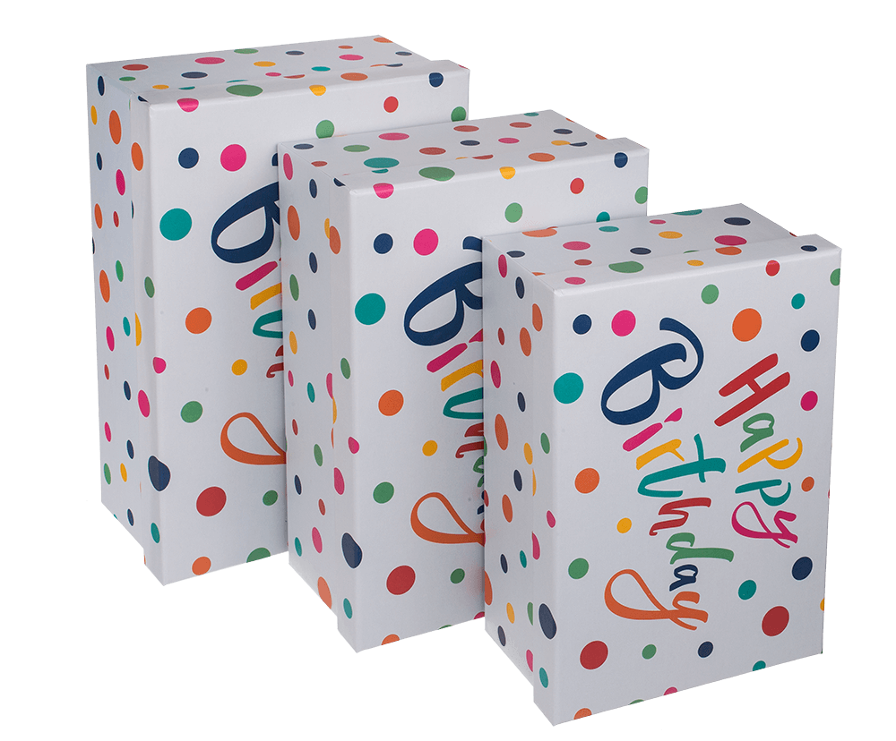 light grey colored paper gift box, Happy Birthday,