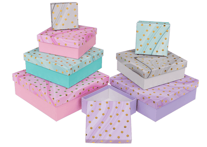Multicoloured gift boxes, Golden Dots,