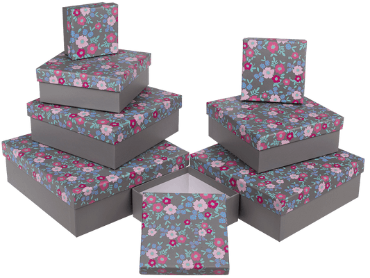 Grey gift boxes, Spring Flowers,
