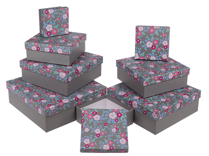 Grey gift boxes, Spring Flowers,