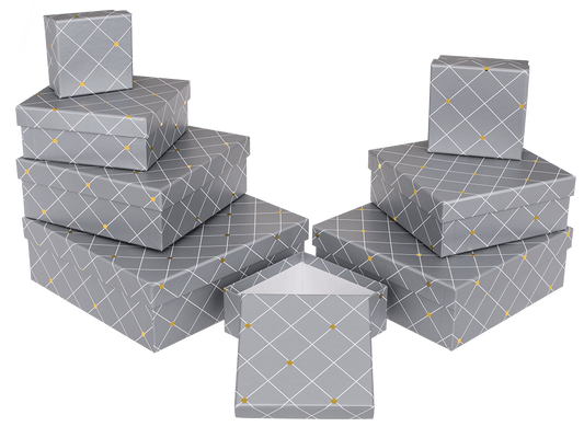 Grey mattfinished gift box, with gold dots,