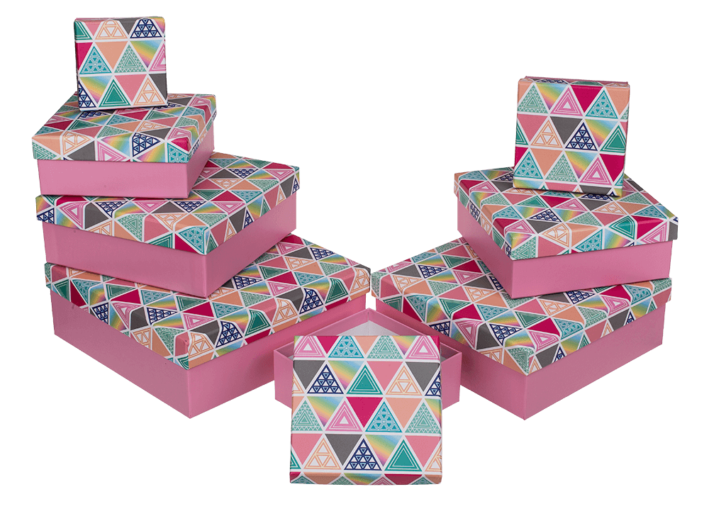 Pink gift box, Triangles,