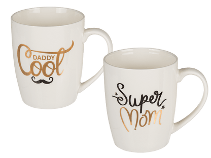 New Bone China mug, Super Mom & Daddy Cool,