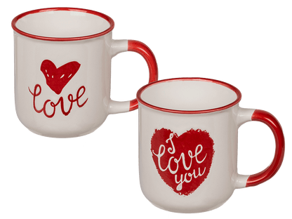 New bone china mug, red heart & I love you,