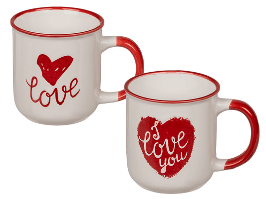 New bone china mug, red heart & I love you,
