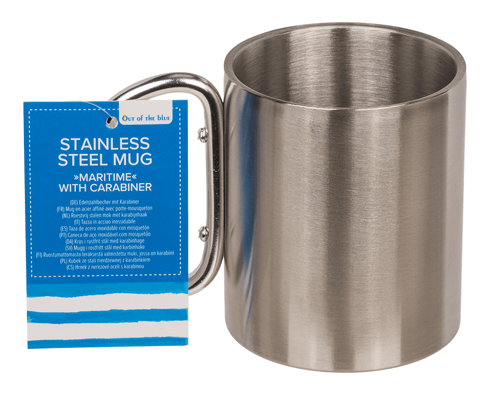 Stainless steel mug with carabiner, Maritime,