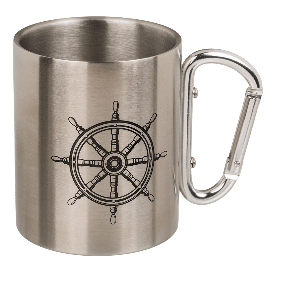Stainless steel mug with carabiner, Maritime,