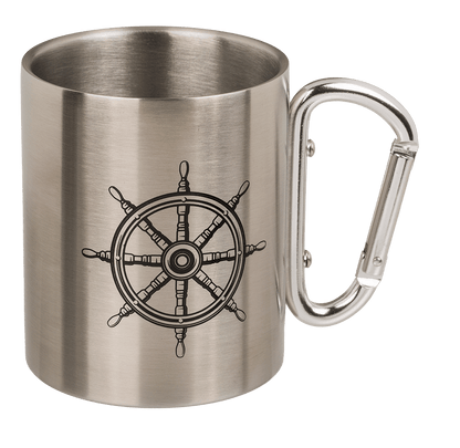 Stainless steel mug with carabiner, Maritime,