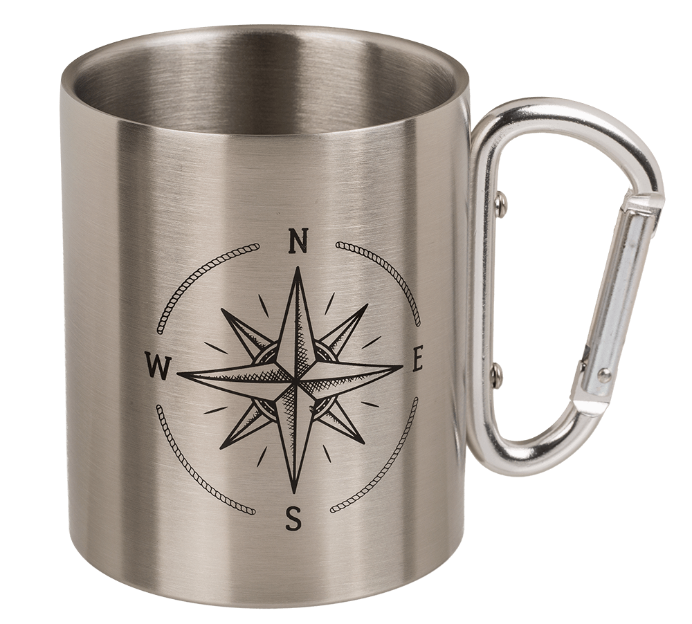 Stainless steel mug with carabiner, Maritime,