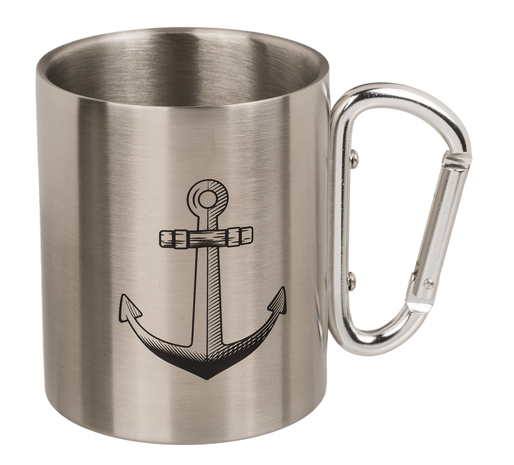 Stainless steel mug with carabiner, Maritime,
