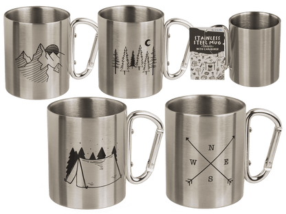 Stainless steel mug with carabiner, Travel,