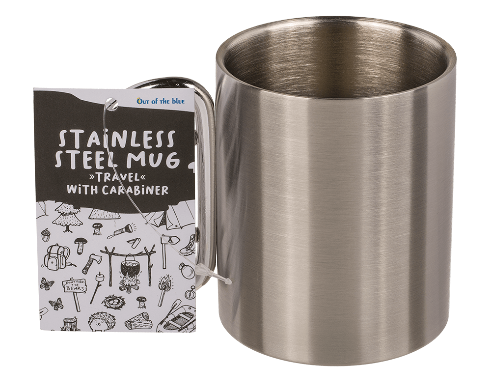 Stainless steel mug with carabiner, Travel,