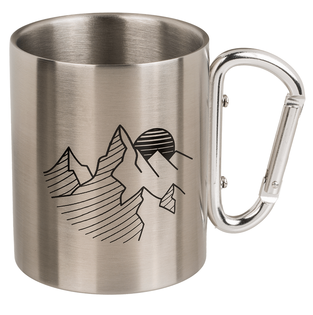 Stainless steel mug with carabiner, Travel,