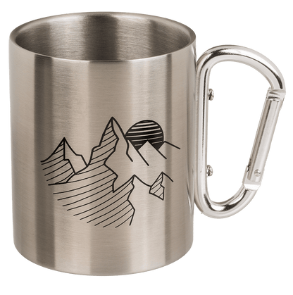 Stainless steel mug with carabiner, Travel,