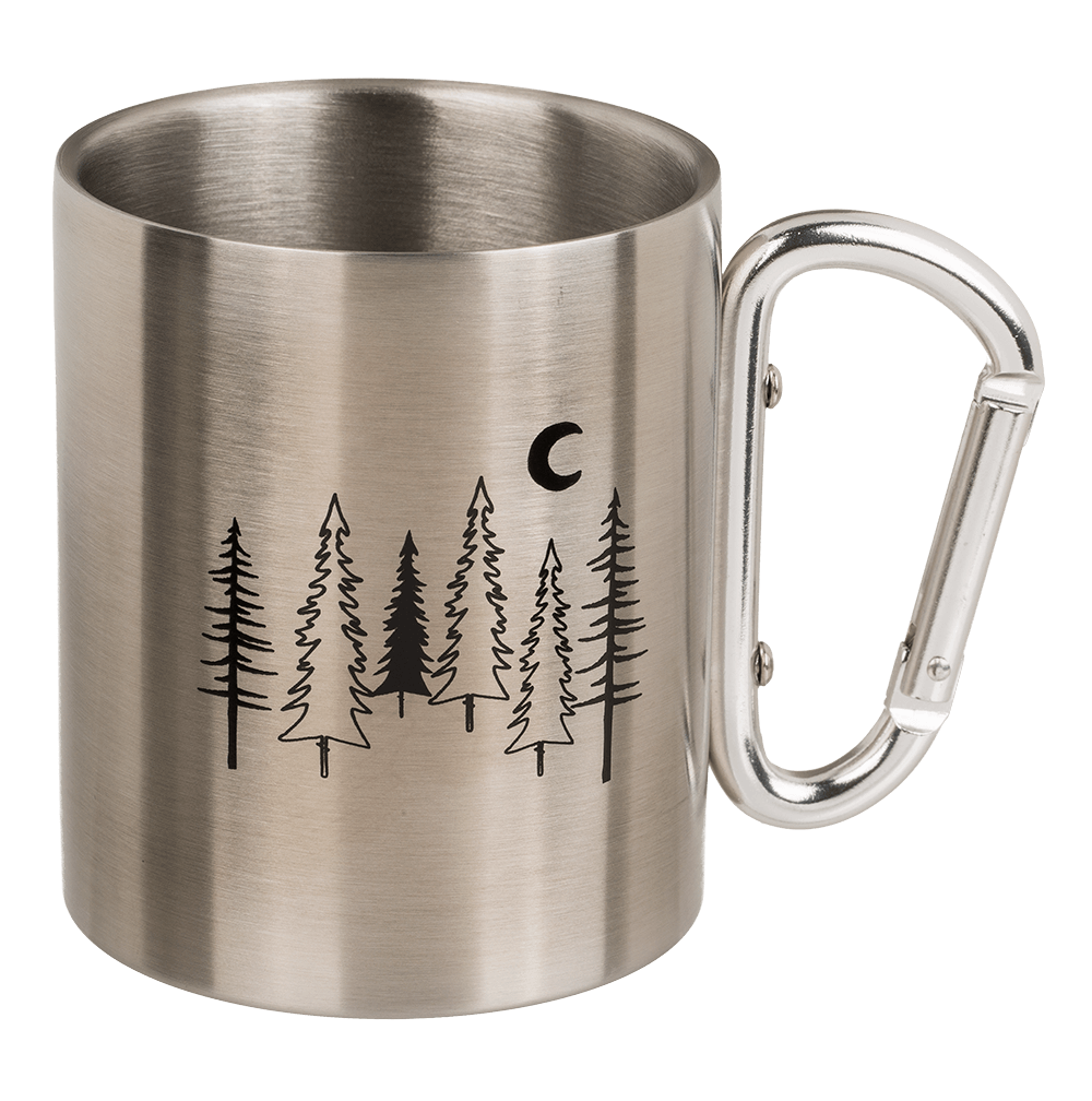 Stainless steel mug with carabiner, Travel,