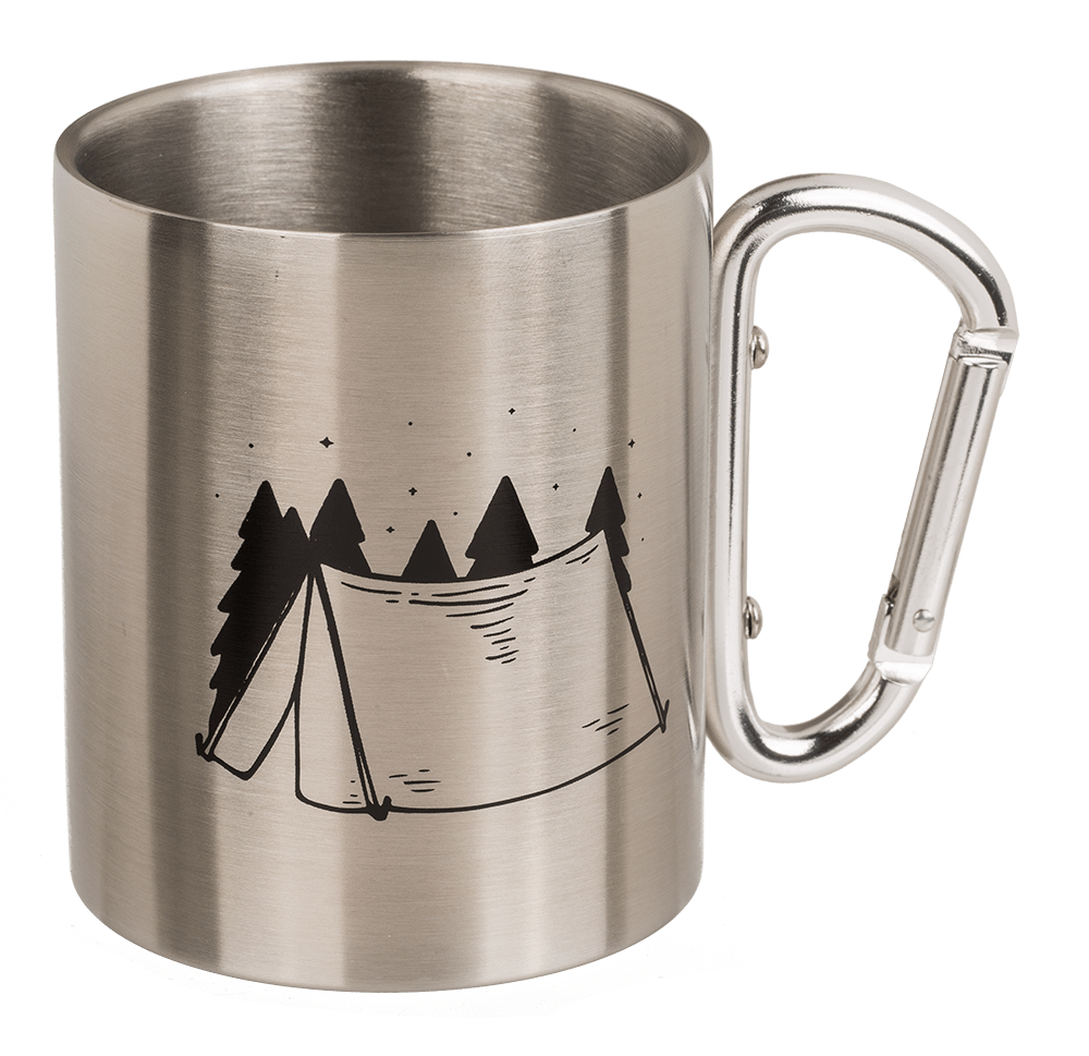 Stainless steel mug with carabiner, Travel,