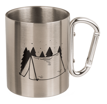 Stainless steel mug with carabiner, Travel,