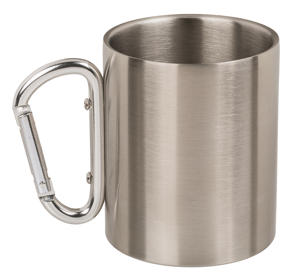 Stainless steel mug with carabiner, Travel,