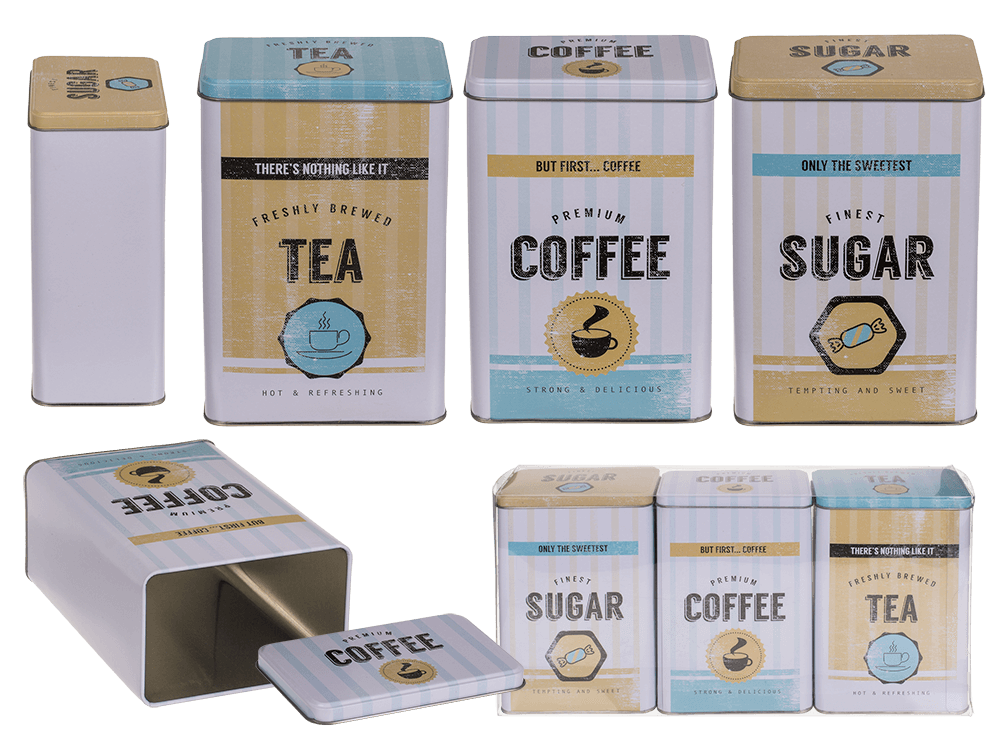 Rectangular tin box, Yellow-Blue,