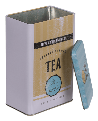 Rectangular tin box, Yellow-Blue,