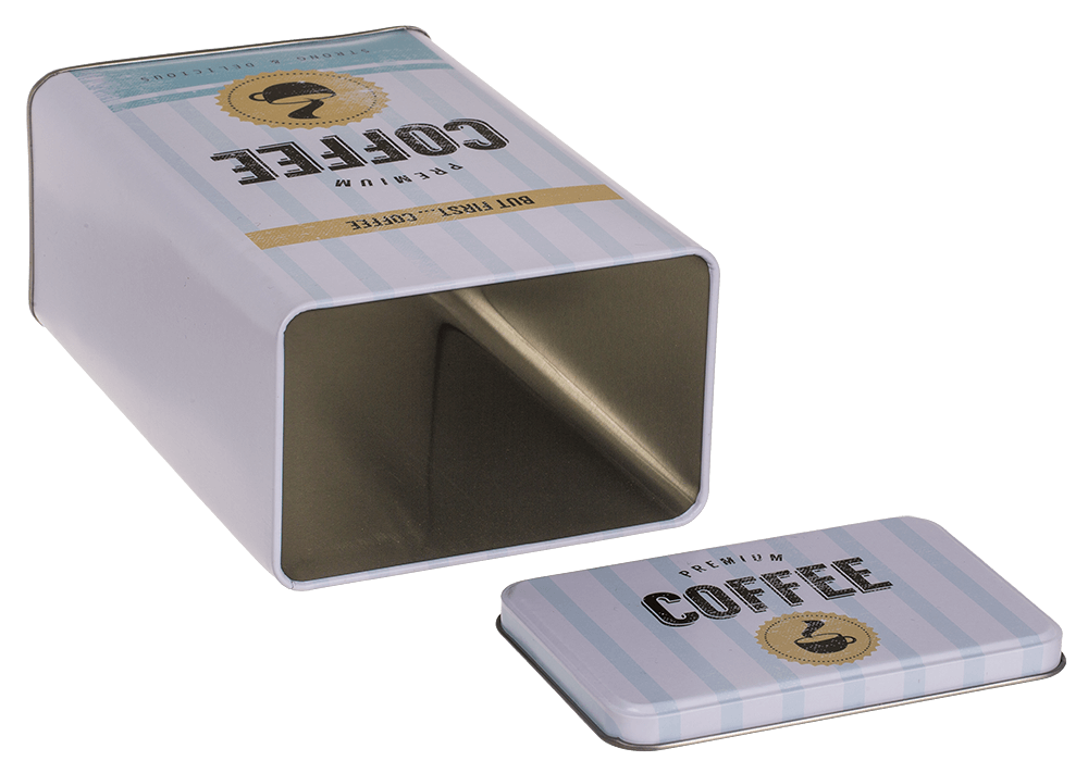 Rectangular tin box, Yellow-Blue,