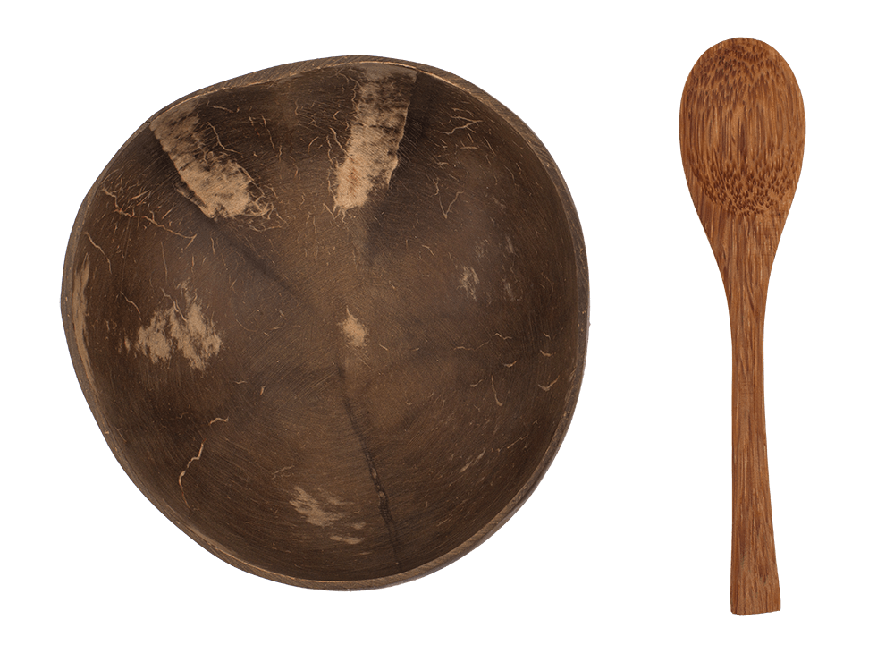 Coconut Bowl, set of 2 with 2 spoons,
