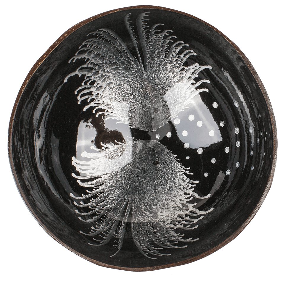 Coconut bowl, painted, 3 assorted,