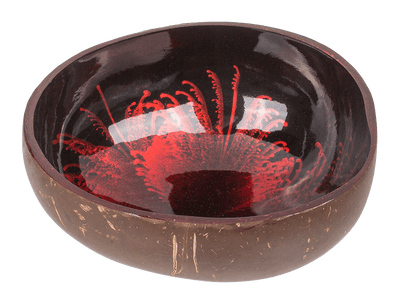 Coconut bowl, painted, 3 assorted,