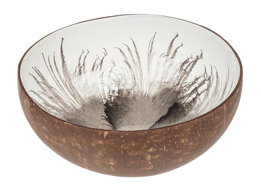 Coconut bowl, painted, 3 assorted,