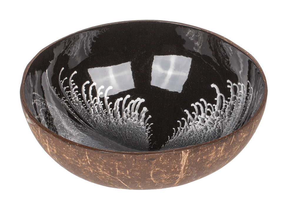 Coconut bowl, painted, 3 assorted,