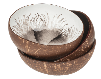 Coconut bowl, painted, 3 assorted,