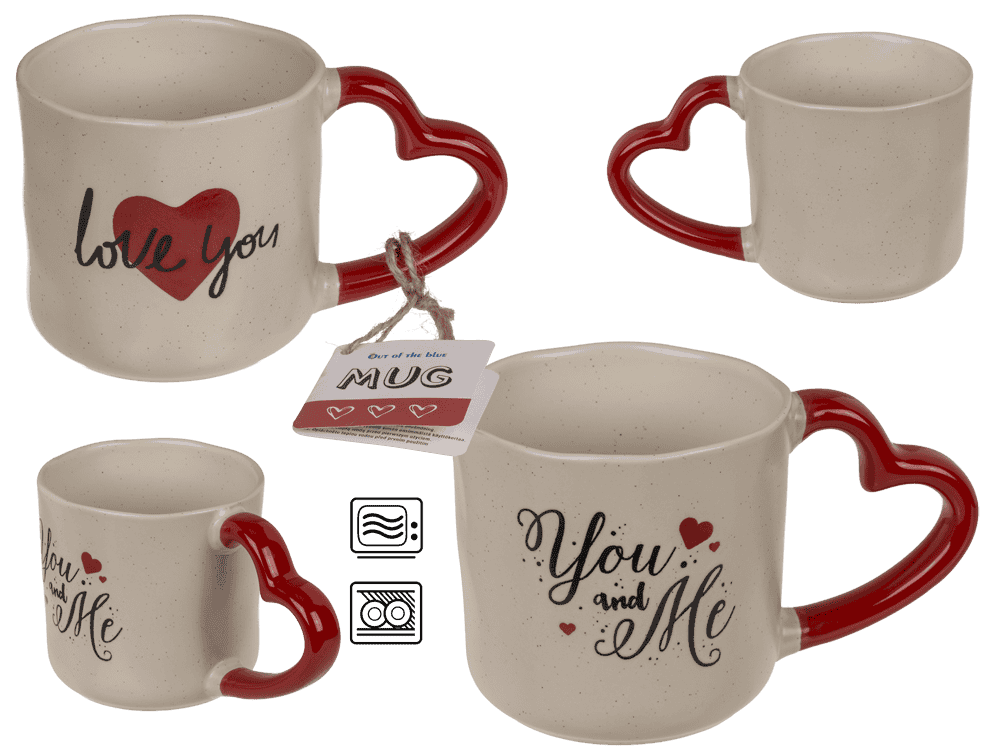 Mug with handle in heart shape, Love,