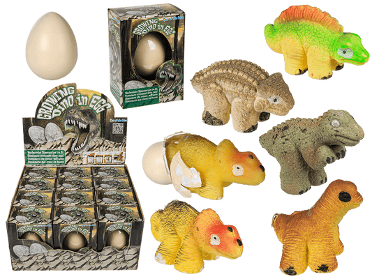 Growing mini dinosaur in egg,