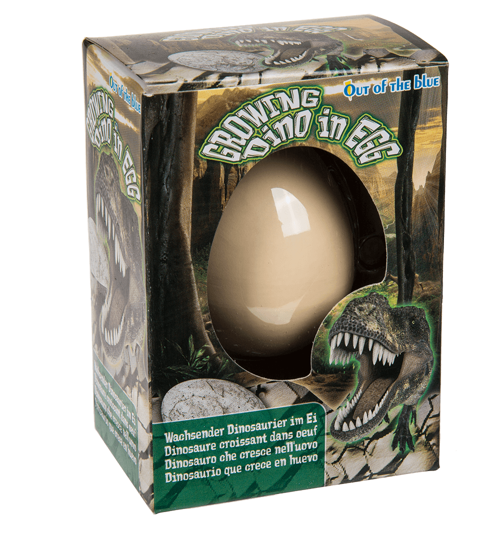 Growing mini dinosaur in egg,