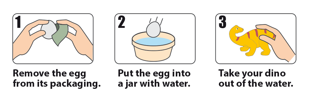 Hatching dinosaur in fizzy egg,