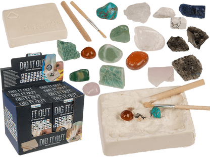 Excavation set with 5 gems,